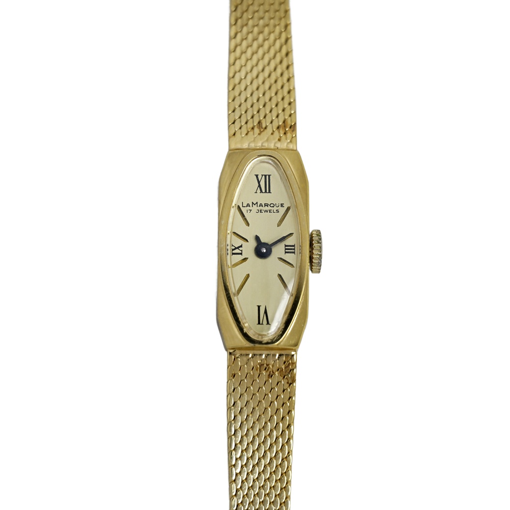 La Marque Tank 17 Jewels Ladies Gold Plated Vintage 1970's Manual Watch Small
